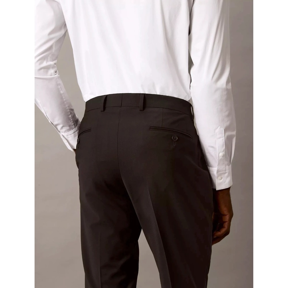 Calvin Klein Mens Slim fit 2-pc Suit Jacket 38R Pants 31W 32L Black Solid Wool - Picture 3 of 16